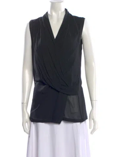 Pre-owned Helmut Lang Silk V-neck Blouse In Black