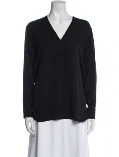 Pre-owned Helmut Lang Silk V-neck Blouse In Black