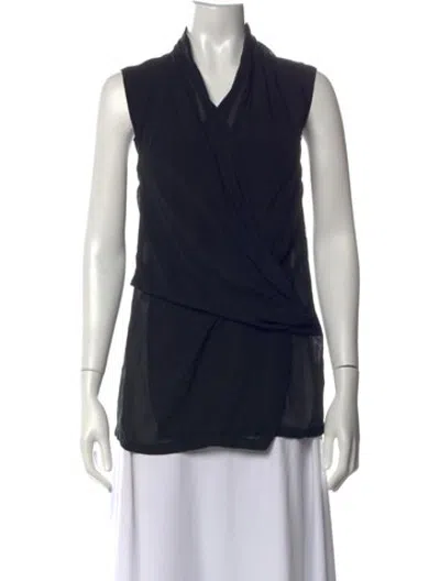 Pre-owned Helmut Lang Silk V-neck Blouse In Black