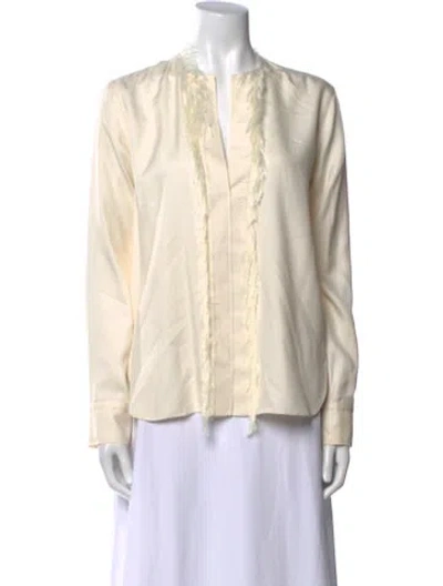 Pre-owned Helmut Lang Silk V-neck Blouse In Neutral