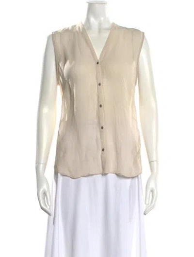 Pre-owned Helmut Lang Silk V-neck Blouse In Neutral