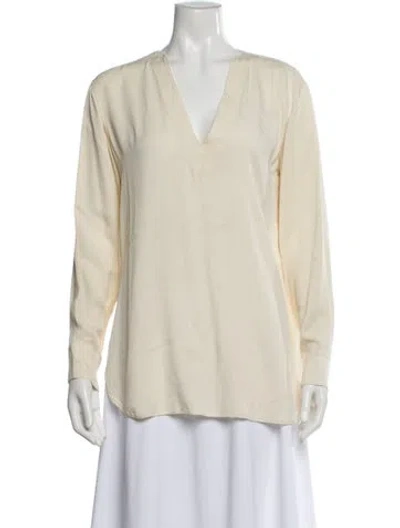 Pre-owned Helmut Lang Silk V-neck Blouse In Neutral