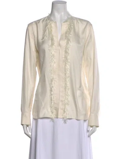 Pre-owned Helmut Lang Silk V-neck Blouse In Neutral