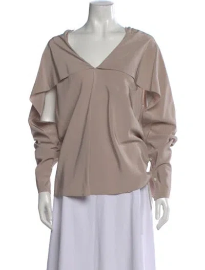 Pre-owned Helmut Lang Silk V-neck Blouse In Neutral