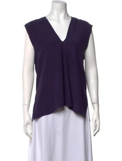 Pre-owned Helmut Lang Silk V-neck Blouse In Purple