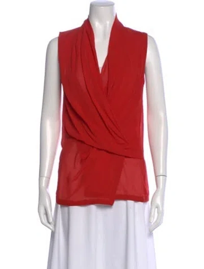 Pre-owned Helmut Lang Silk V-neck Blouse In Red