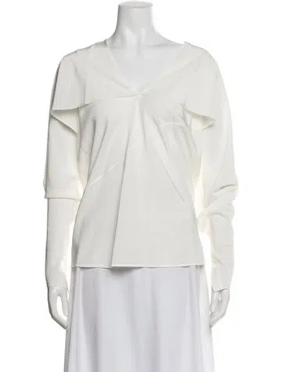 Pre-owned Helmut Lang Silk V-neck Blouse In White