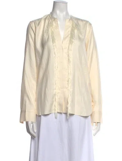 Pre-owned Helmut Lang Silk V-neck Blouse In White