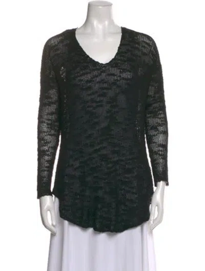 Pre-owned Helmut Lang Silk V-neck Sweater In Black
