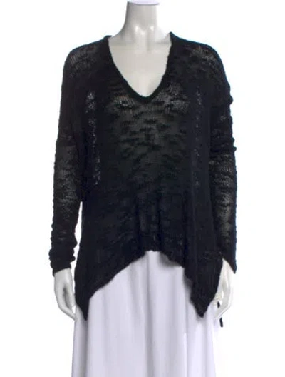 Pre-owned Helmut Lang Silk V-neck Sweater In Black