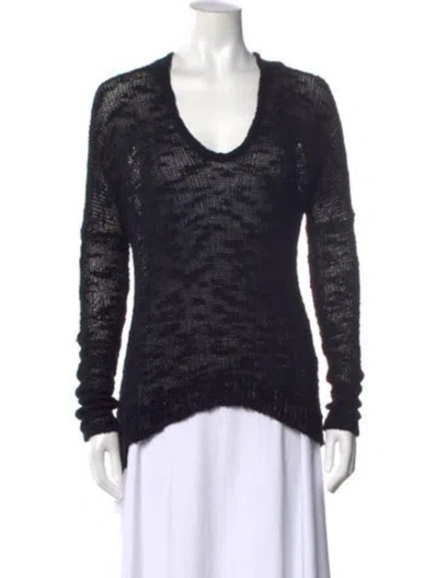 Pre-owned Helmut Lang Silk V-neck Sweater In Black
