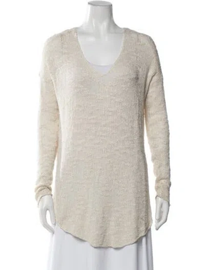 Pre-owned Helmut Lang Silk V-neck Sweater In Neutrals/white