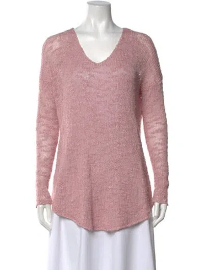 Pre-owned Helmut Lang Silk V-neck Sweater In Pink
