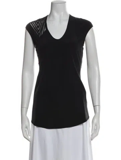 Pre-owned Helmut Lang Silk V-neck Top In Black