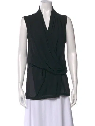 Pre-owned Helmut Lang Silk V-neck Top In Black