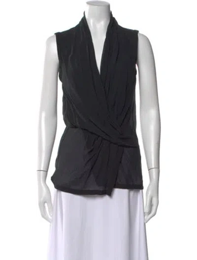 Pre-owned Helmut Lang Silk V-neck Top In Black
