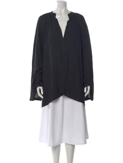 Pre-owned Helmut Lang Silk V-neck Top In Black