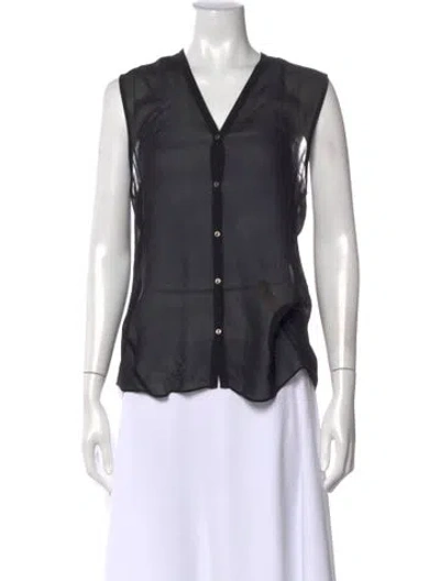 Pre-owned Helmut Lang Silk V-neck Top In Black