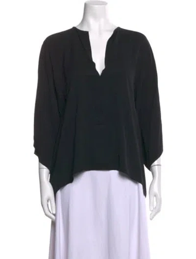 Pre-owned Helmut Lang Silk V-neck Top In Black
