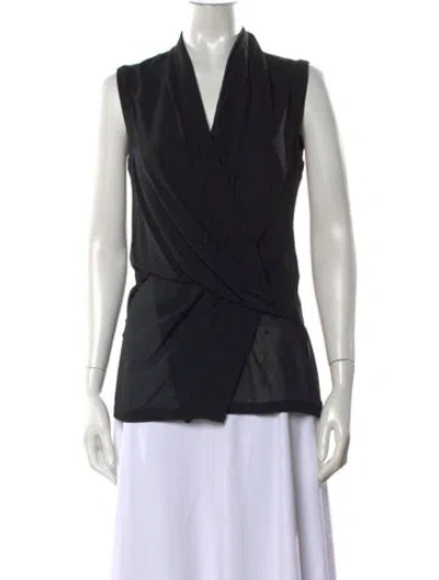 Pre-owned Helmut Lang Silk V-neck Top In Black