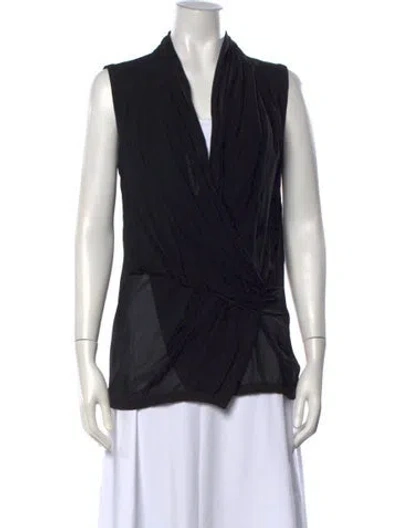 Pre-owned Helmut Lang Silk V-neck Top In Black