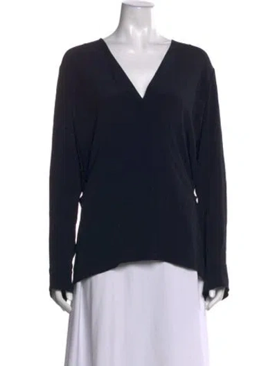 Pre-owned Helmut Lang Silk V-neck Top In Blue