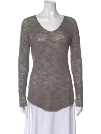 Pre-owned Helmut Lang Silk V-neck Top In Gray