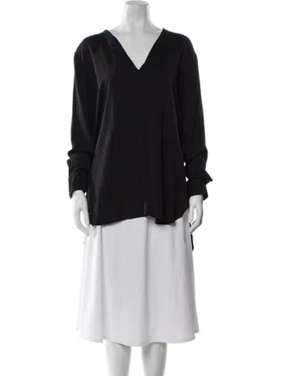 Pre-owned Helmut Lang Silk V-neck Top In Gray