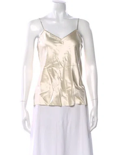 Pre-owned Helmut Lang Silk V-neck Top In Neutral