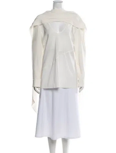 Pre-owned Helmut Lang Silk V-neck Top In Neutral