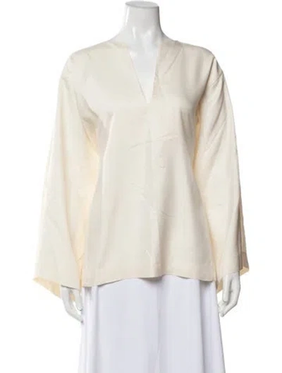 Pre-owned Helmut Lang Silk V-neck Top In Neutral