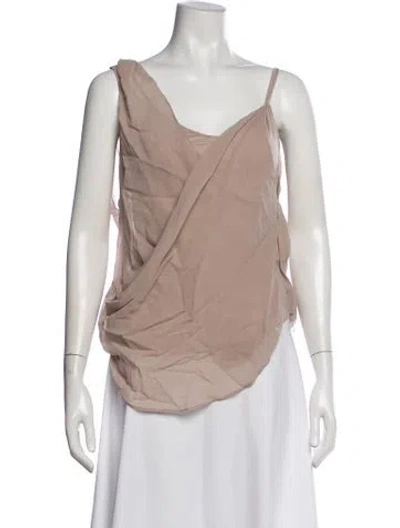 Pre-owned Helmut Lang Silk V-neck Top In Neutrals
