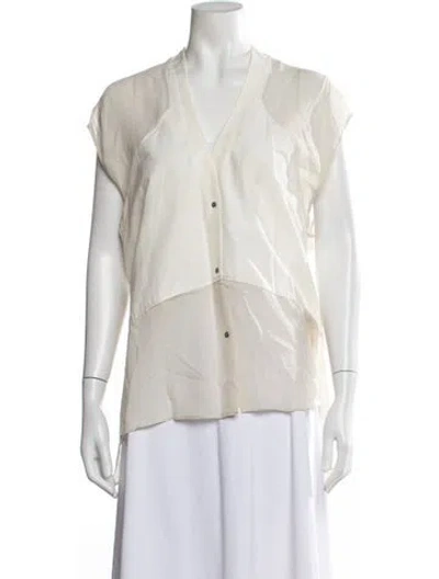 Pre-owned Helmut Lang Silk V-neck Top In Neutrals