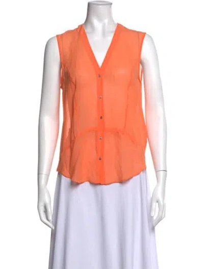 Pre-owned Helmut Lang Silk V-neck Top In Orange
