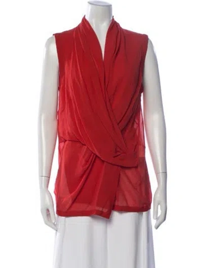 Pre-owned Helmut Lang Silk V-neck Top In Red