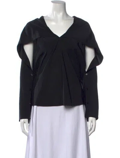 Pre-owned Helmut Lang Silk V-neck Top W/ Tags In Black