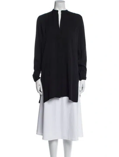 Pre-owned Helmut Lang Silk V-neck Tunic In Black