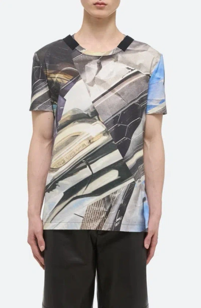 Helmut Lang Men's Crinkled Photo Print T-shirt In Multicolour