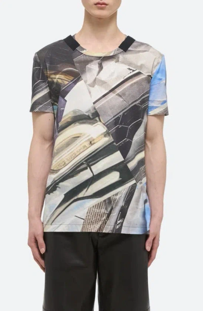 HELMUT LANG SILVER CAR PRINT T-SHIRT