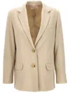 Helmut Lang Single-breasted Wool Blend Blazer In Neutral