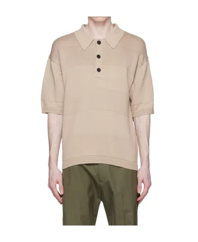 Helmut Lang Single-breasted Knitted Polo Shirt In Nude