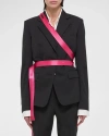 Helmut Lang Single-breasted Seatbelt Blazer In Blk/fuscha