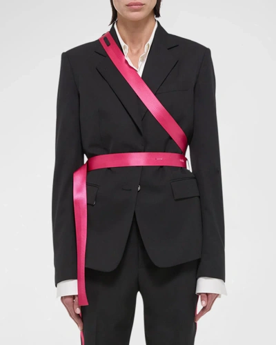 Helmut Lang Single-breasted Seatbelt Blazer In Black