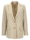 Helmut Lang Single-breasted Wool Blend Blazer In Neutral