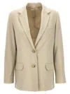 Helmut Lang Single-breasted Wool Blend Blazer In Neutral