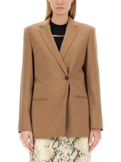 Helmut Lang Single-double Breasted Blazer In Brown