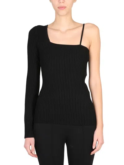 Helmut Lang Single-sleeve Design Top In Black