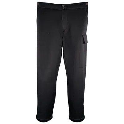 Pre-owned Helmut Lang Size 32 Black Modal Side Tabs Casual Pants