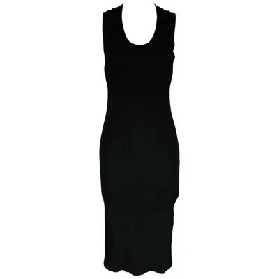 Pre-owned Helmut Lang Size L Black Ribbed Twisted Back Tank Dress