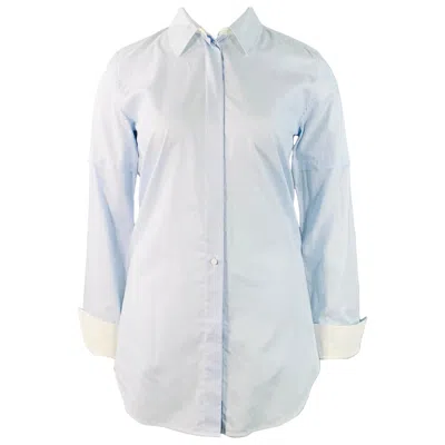 Pre-owned Helmut Lang Size L Blue White Cotton Stripe Contrast Trim Tuxedo Shirt
